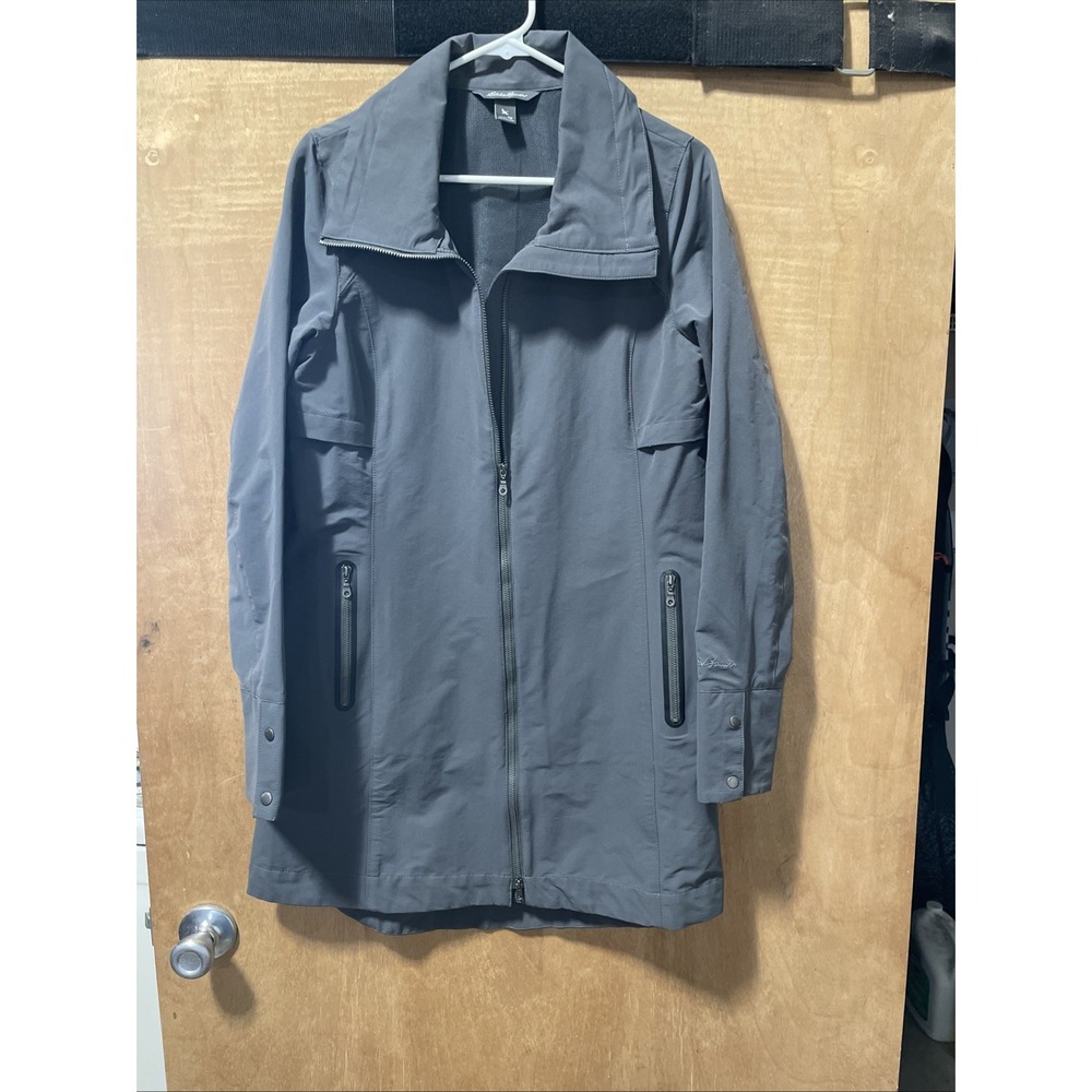 Eddie Bauer Women's Gray Vented Windbreaker High Low Jacket Size Medium‎ Tall M